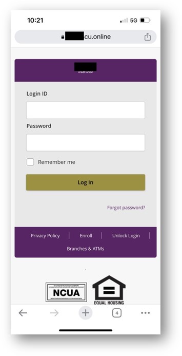 Scam site example